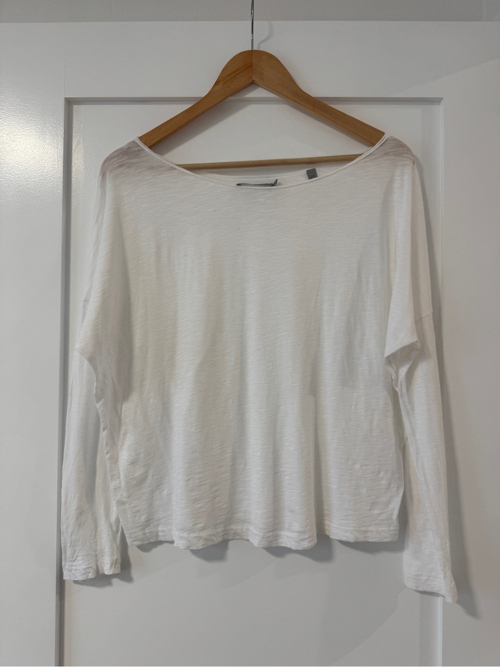 Vince White Long-Sleeve Boatneck Top